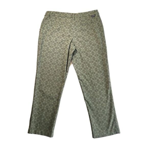 Patagonia Women’s Cropped Pants Size 8 Green Black Print Cotton Mid-Rise Pockets - Picture 4 of 8